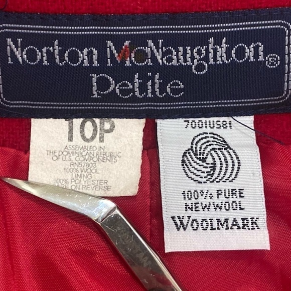 Vintage Norton McNaughton red 100% wool blazer jacket lined notched collar 10p - Picture 16 of 16